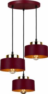 Lampadario a sospensione con cavo IGNIA 3xE27/60W/230V bordeaux/oro