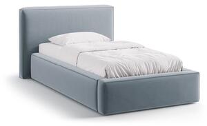 Letto singolo imbottito azzurro con contenitore con rete inclusa 90x200 cm Jodie – Micadoni