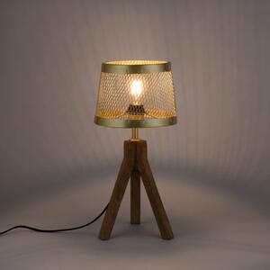 JUST LIGHT. Lampada da tavolo Frederik di legno, treppiede