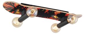 Lampada da parete nera con rosso 80cm - Skateboard