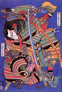 Riproduzione Kengoro warrior, Hokusai, Katsushika