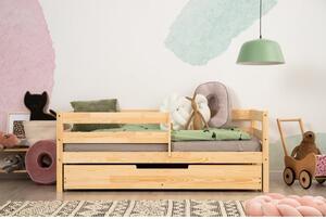 Letto da bambini estraibile di colore naturale in pino massiccio con contenitore con rete inclusa 80x160 cm CPD – Adeko