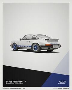 Stampa d'arte Porsche 911 Rs - 1973 - White, (40 x 50 cm)