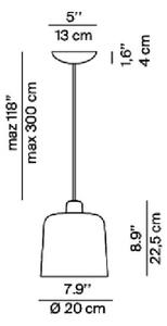 Luceplan Lampada a sospensione Zile bianco opaco, Ø 20 cm