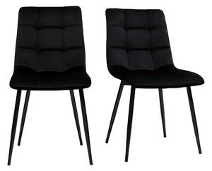Sedie design in tessuto velluto nero e metallo nero (set di 2) MAXWELL