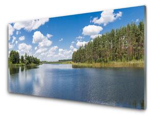 Quadro in vetro Paesaggio della Foresta del Lago 100x50 cm