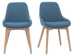 Sedie scandinave in tessuto blu anatra e legno massello chiaro (set di 2) HOLO