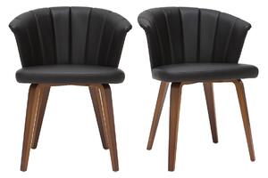 Sedie design nero e legno scuro noce (set di 2) ALBIN