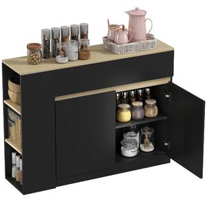 HOMCOM Credenza Moderno da cucina con 2 cassetti, Mobile basso con 3 scaffali aperti e 2 ante, per soggiorno, sala e Ingresso, Nero | Aosom Italy