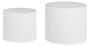 Tavolini da salotto estraibili ovali design finitura bianco laccato lucido (set di 2) FAMOSA