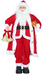 HOMCOM Babbo Natale in piedi con regalo e campane di Natale, alto 1,15 m, da interno, Rosso | Aosom Italy