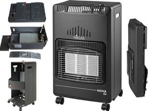 Niklas Stufa a Gas per Bombola GPL Infrarossi Portatile Potenza 4.2 kW Volume Riscaldabile 120 m2 colore Nero - NOVASLIM4200