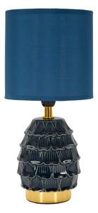 Lampada da tavolo blu in ceramica con paralume in tessuto (altezza totale 30,5 cm) Pigny – Mauro Ferretti