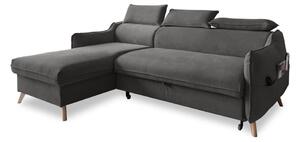Divano letto angolare in velluto grigio scuro (angolo sinistro) Sweet Harmony - Miuform