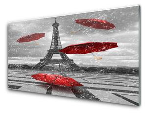 Quadro di vetro Ombrello Torre Eiffel Parigi 100x50 cm