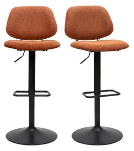 Sgabelli da bar design reclinabili in tessuto effetto velluto terra bruciata e metallo nero BARNET (set di 2)