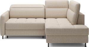 Divano angolare beige allungabile/con contenitore (con penisola a destra/a L) e rivestimento in velluto Barea – ELTAP