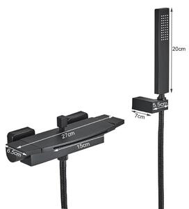 Miscelatore per vasca da bagno a cascata - Rubinetto a parete - Miscelazione acqua calda/fredda - Cartuccia in Vetroceramica - Design moderno e senza tempo - Finitura nera opaca