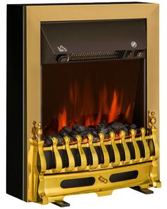 HomCom Camino Elettrico 2000W da Incasso o da Terra con Effetto Fiamma, in Plastica e Metallo, 48.2×18.5×59.2cm, finitura oro | Aosom Italy