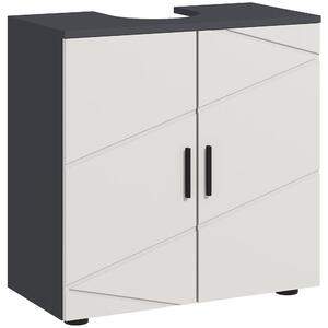 Kleankin Mobile Sottolavabo Bagno per Piedistallo con Armadietto 2 Ante, 60x30x60cm, Grigio|Aosom