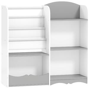 ZONEKIZ Scaffale Portagiochi per Bambini con Ripiani in Legno, 85x26x84cm, Grigio|Aosom