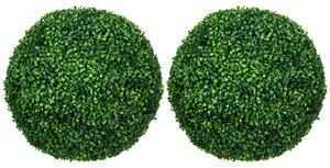 HOMCOM Set di 2 Piante Finte Sfera di Bosso Ø50cm, Decorazione per Interno ed Esterno, Verde|Aosom