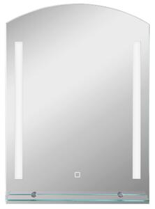 Kleankin Specchio Bagno da Parete Moderno con Illuminazione LED Regolabile a 3 Colori e Mensola in Vetro Elegante 50x12x70 cm Argento|Aosom Italy