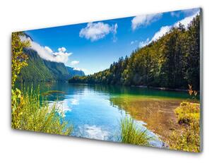 Quadro su vetro Montagne Foresta Natura Lago 100x50 cm