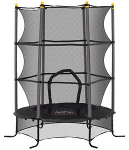 HOMCOM Trampolino Elastico per Bambini Ø1.6x1.9 m con Rete di Sicurezza e Pali Imbottiti, Età 3-10 Anni, Nero