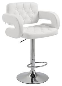 HOMCOM Sgabello Alto da Bar con Schienale e Braccioli, Regolabile, Girevole in Similpelle Bianca, per Cucina o Pub, 64x50x94-114cm | Aosom Italy