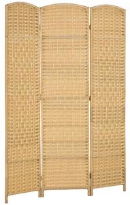 HOMCOM Paravento 3 Ante Pieghevole per Interni Autoportante e Intrecciato, 135x180 cm, Effetto Naturale