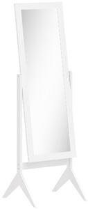 HOMCOM Specchio a Figura Intera con 4 Gambe e Angolazione Regolabile, in Legno e Vetro, 47x46x148 cm, Bianco | Aosom Italy