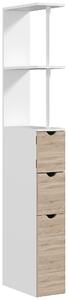 HOMCOM Mobile Colonna Bagno Salvaspazio con Armadietto, Ripiani e Cassetti, 15x33x136 cm, Colore Legno