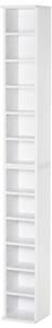 HOMCOM Set 2 Mobile Librerie porta Scaffale CD e DVD a 12 Ripiani regolabili, Totali per 204 CD, in Legno, 21x22.5x88.5 cm, Bianco|Aosom Italy