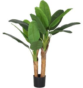 HOMCOM Pianta Artificiale di Banano Alta 120 cm con Vaso Incluso per Interni, Verde