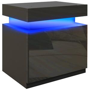 HOMCOM Comodino LED a 16 Colori e 4 Modalità con 2 Cassetti, in Legno, 45x35x52 cm, Nero | Aosom Italy