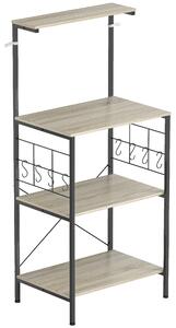 HOMCOM Scaffale Cucina a 4 Livelli con Pannelli a Rete e 8 Ganci Stile Industriale, 60x42x134.5 cm, Rovere | Aosom Italy