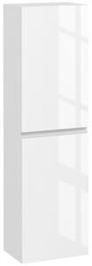 Kleankin Mobile Bagno Alto a Colonna con Ante, 2 Armadietti, Mobiletto Bagno Salvaspazio con Ripiani Regolabili per Sala da Pranzo Salotto Soggiorno, 35 x 25 x 120 cm, Bianco Lucido | Aosom Italy