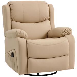 HOMCOM Poltrona Relax Reclinabile con 8 Punti Massaggianti, Riscaldanti e Poggiapiedi, 87x97X100 cm, Beige | Aosom Italy