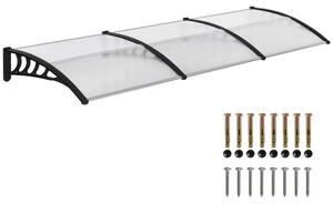 Outsunny Tettoia Moderna in Policarbonato, Alluminio e PP per Balconi, Finestre e Porte, 303x96x27 cm, Nera e Trasparente|Aosom