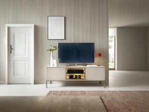 Mobile TV 3 ante con LED in MDF e Vetro fumé Beige e Nero OVILA
