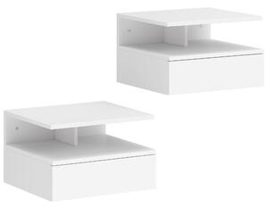 HOMCOM Set di 2 Comodini Sospesi con Cassetto e Mensola Aperta, 35x32x22.5 cm, Bianco | Aosom Italy