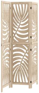 HOMCOM Paravento da Interno a 3 Pannelli Pieghevole e Separabile in Legno, Design a Foglie, 120x170 cm, Colore Legno | Aosom Italy