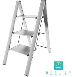 Scala in alluminio anodizzato 3 gradini Antiscivolo LEONARDO Dimensione 4,5x50x h106 cm Peso 6,20 Kg , telaio Ultrapiatto: 4cm di spessore