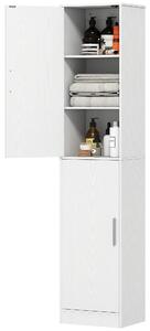 HOMCOM Mobile Colonna Bagno a 2 Armadietti con 6 Ripiani Regolabili, in Legno, 40x35x180 cm, Bianco | Aosom Italy