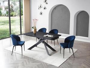 Tavolo allun. 6-10 coperti Ceramica, Vetro temperato e Metallo Effetto Marmo Nero - COREMA di Pascal MORABITO
