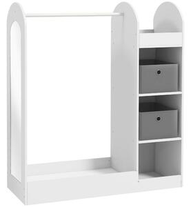 AIYAPLAY Appendiabiti per Bambini 3-8 Anni con Ripiani, 2 Scatole, Asta Appendiabiti e Specchio, Capacità 30 kg, Bianco | Aosom Italy