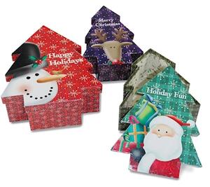 Scatole albero di natale Happy Holidays set 3 pezzi LxH cm 21x25
