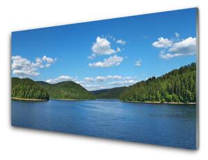 Quadro di vetro Paesaggio della Foresta del Lago 100x50 cm