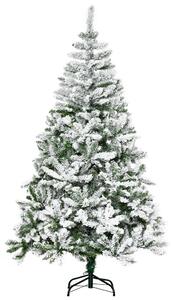 Albero di Natale Innevato Alto 180 cm con 750 Rami Ignifughi e Base in Acciaio Verde